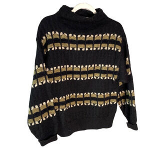 Black and Gold Striped Women's Sweater